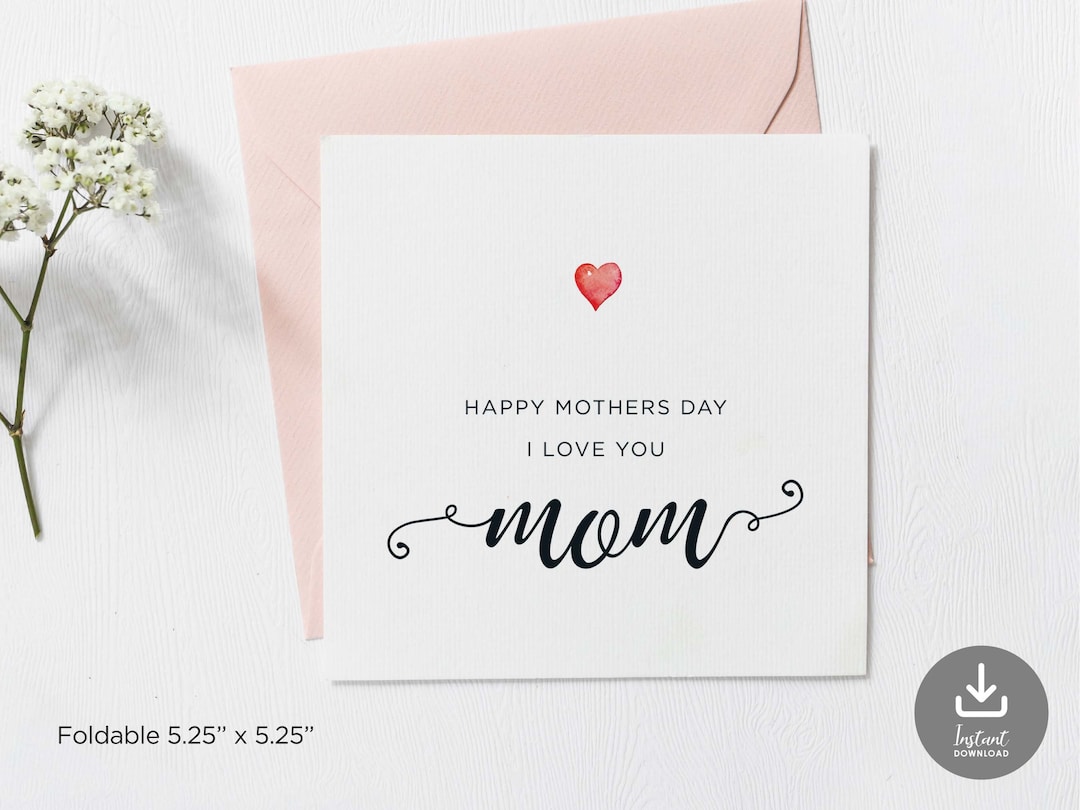 Printable Happy Mothers Day Nana Poem Card, Simple Square Nana Mothers