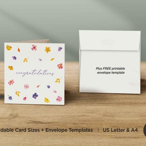 Carte de félicitations imprimable florale, carte de félicitations de mariage, carte de remise des diplômes, carte de félicitations florale, téléchargement numérique
