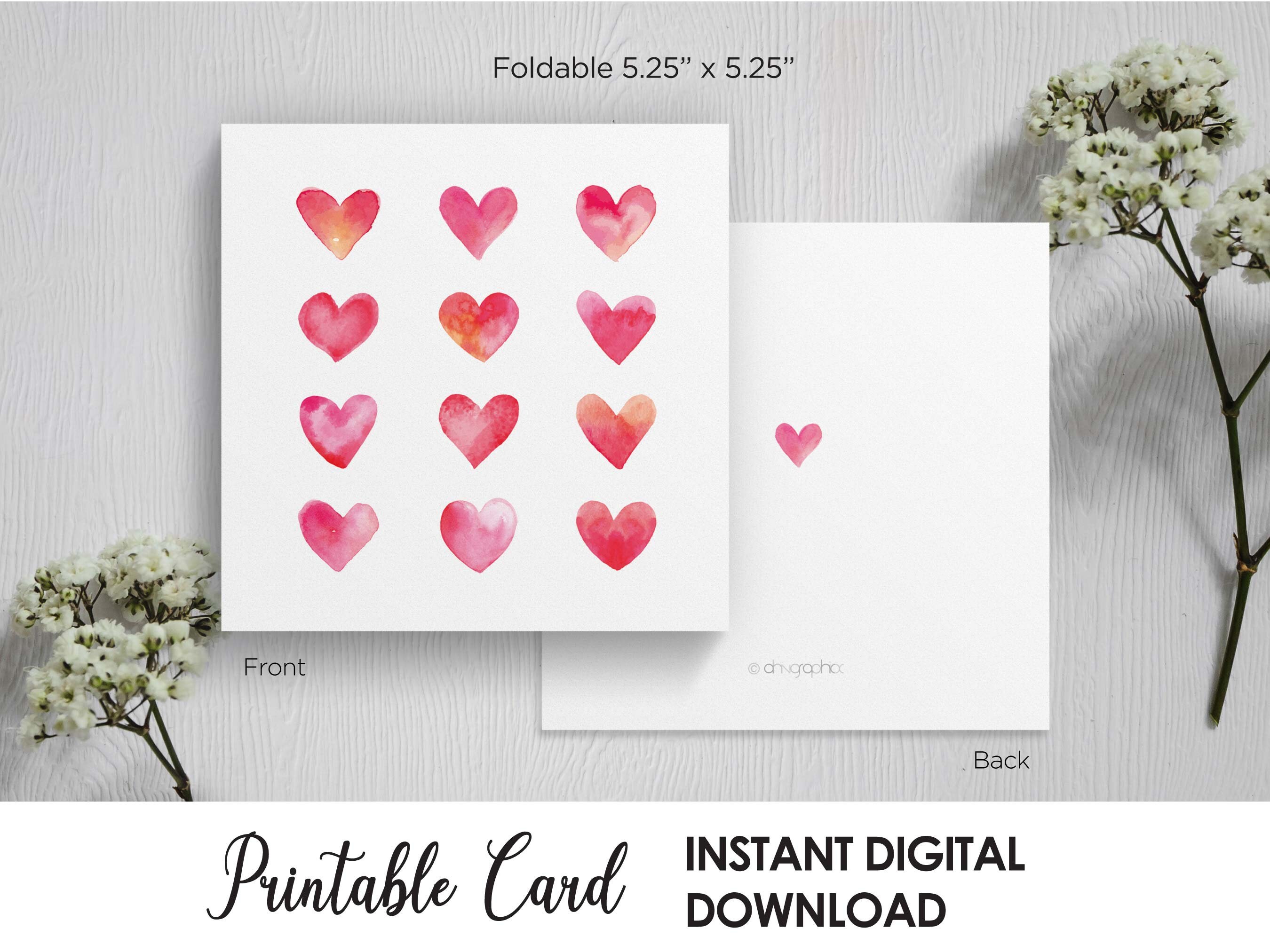 Printable Love Hearts Fathers Day Card, Valentines Card, Mothers Day Card,Fathers Day Card,Anniversary Card,Graduation Card,Digital Download