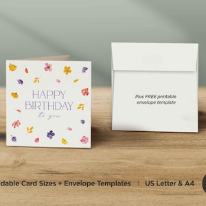 Happy Birthday Printable Cards, Floral Birthday Card, Greeting Cards, Blank Greeting Card, Downloadable Card, Occasion Cards