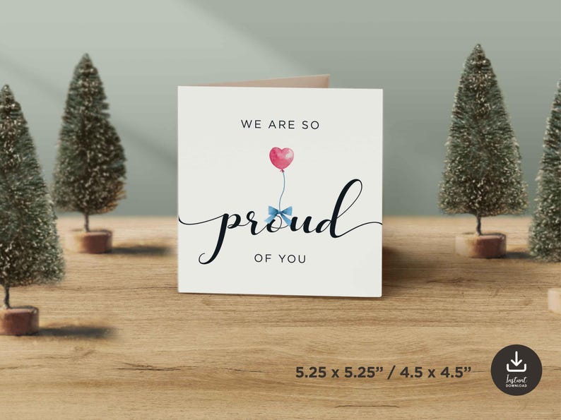 Proud Card Proud of You Card: Printable Congratulations Card (PDF & JPG) - Etsy