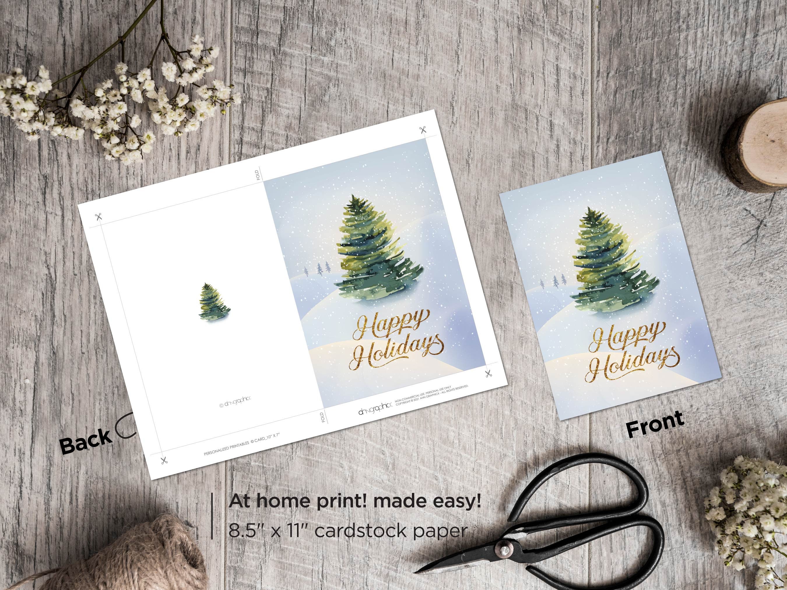 Happy Holidays Printable Card Printable Holiday Card - Etsy