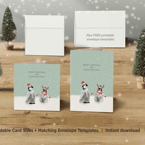 Christmas Greeting Card Printable,Winter Animal Card,Chipmunk Christmas Card,Blank Greeting Card,Woodland Card,Digital Download