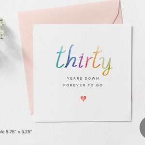 Thirty Years Anniversary Greeting Cards,Anniversary Printable Cards,Anniversary Blank Greeting Card, Downloadable Card, Occasion Cards