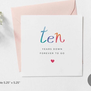 Exprimez votre amour : carte d'anniversaire de dix ans imprimable, carte d'amour vierge à téléchargement immédiat, cartes à télécharger pour l'occasion 10e anniversaire