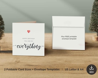Birthday Card You Are My Everything, Printable Happy Birthday Cute Card, For Boyfriend, For Husband, For Wife, For Girlfriend, For Fiancé