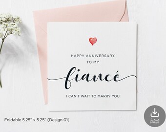 Fiancé Anniversary Card: Printable Greeting Card (Digital Download)