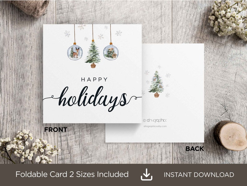 Happy Holiday Printable Cards, Printable Holiday Cards, Christmas ...