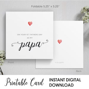 Happy First Fathers Day Papa Card, Cute Fathers Day Card, Square Simple Fathers Day Card, Papa Greeting Card, Fathers Day Card for Papa