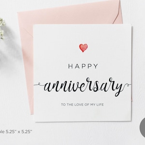 Tarjeta imprimible de feliz aniversario del amor de mi vida, tarjeta de aniversario para esposo, tarjeta de aniversario para esposa, descarga digital