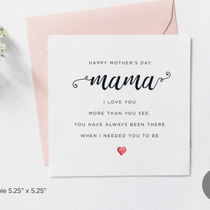Tarjeta imprimible con poema para el Día de la Madre, tarjeta sencilla y cuadrada para el Día de la Madre, tarjeta para el Día de la Madre para mamá, descarga digital para mamá