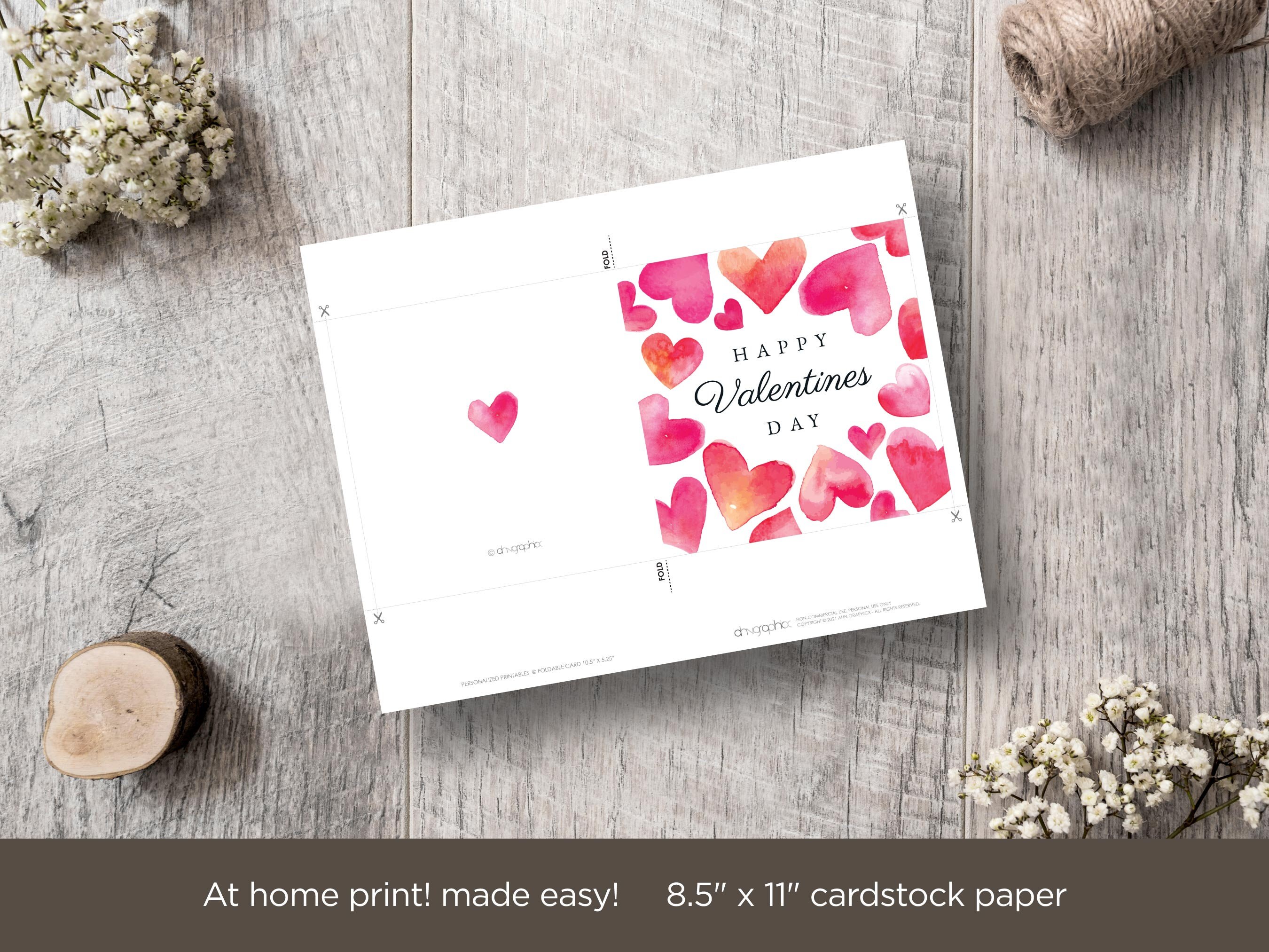 Printable Happy Valentine's Day Card, Valentines Note Card, Square ...