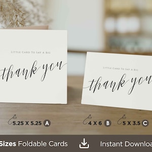 Pequeña tarjeta para decir un gran agradecimiento, tarjeta de agradecimiento imprimible, tarjeta de agradecimiento con caligrafía, tarjeta de agradecimiento minimalista, descarga digital