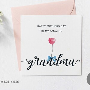 Tarjeta imprimible de Feliz Día de la Madre para mi increíble abuela, tarjeta sencilla y cuadrada para el Día de la Madre, abuela, de parte de los nietos, descarga digital