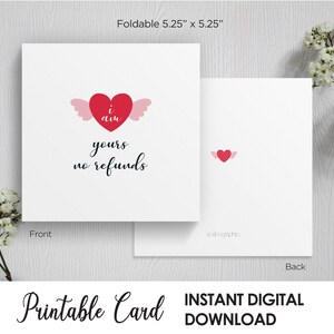 Afdrukbaar I'm Yours No Refunds Valentines Card, Love Valentines Anniversary Card voor hem man, kaart voor haar, digitale download