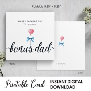 Happy Fathers Day To My Amazing Bonus Dad Card, Vaderdagkaart voor stiefvader, stiefvaderkaart, stiefvader Vaderdagkaart, stiefvaderkaart, vierkante stiefvaderkaart