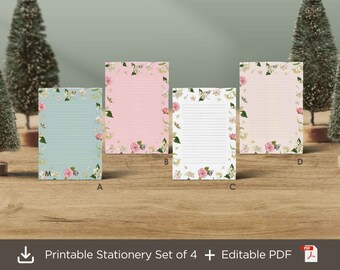 Floral Letter Writing Paper Printable Stationery, Printable Floral Botanical Writing Paper, Aesthetic Stationery, Downloadable Stationery