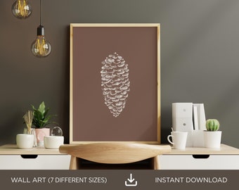 Pine Cone Print: Minimalist Woodland Wall Art (Digital Download)