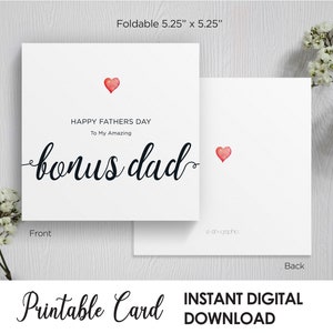 Happy Fathers Day To My Amazing Bonus Dad Card, Vaderdagkaart voor stiefvader, stiefvaderkaart, stiefvader Vaderdagkaart, vierkante stiefvaderkaart