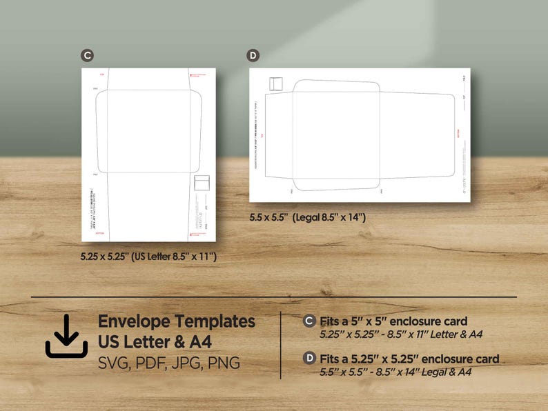 Printable Square Envelope Template for A4 &amp; US Letter Paper, DIY ...