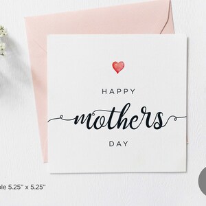 Tarjeta imprimible del Día de la Madre, Tarjeta sencilla del Día de la Madre, Tarjeta cuadrada del Día de la Madre, De hijo, De hija, De esposo, Descarga digital
