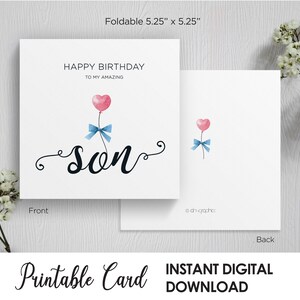 Tarjeta de cumpleaños sencilla para hijo, feliz cumpleaños para mi maravilloso hijo, tarjeta de cumpleaños para él, hijo especial, tarjeta para niño, tarjeta de cumpleaños cuadrada