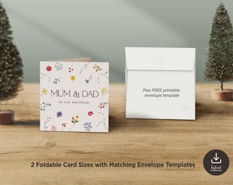 Floral Mum and Dad Anniversary Card (Downloadable)