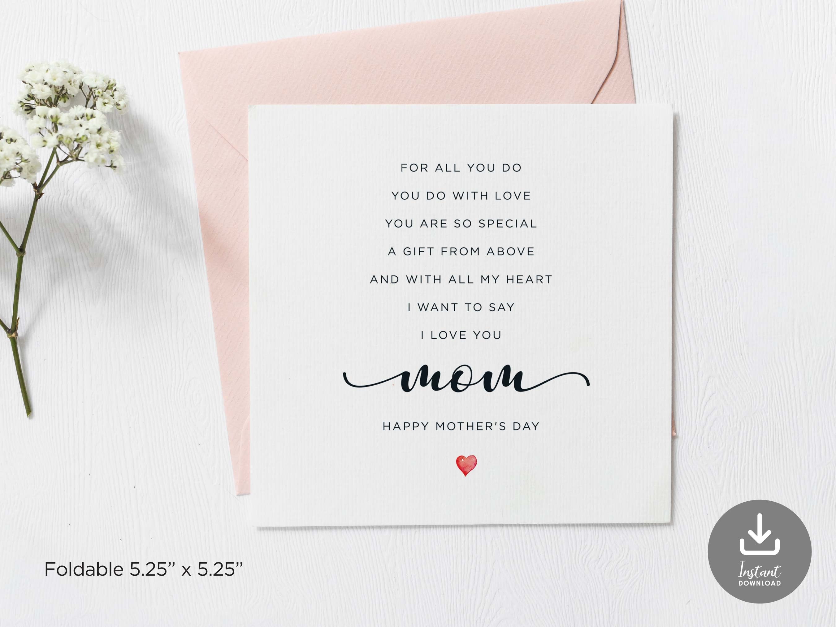 Printable Happy Mothers Day Card For Mom Special Mom Card Mothers Day ...