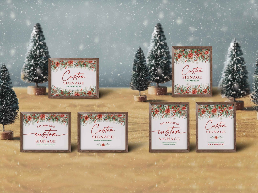 Editable Christmas Custom Sign Template,vertical Horizontal 5x7 8x10 ...