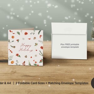Cartões de Boas Festas para Imprimir, Cartões de Boas Festas Botânicos para Imprimir, Cartão de Boas Festas Digital, Cartão de Natal, Cartão de Natal em Branco para Download Digital