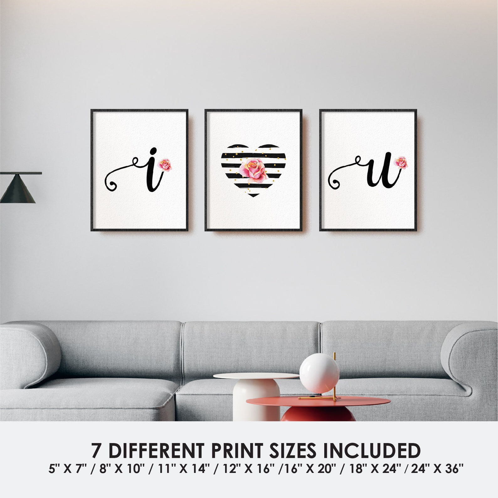 Printable Love Wall Art Set of 3 Prints Love Wall | Etsy