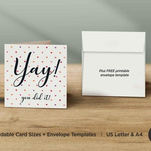 Yay You Did It Afdrukbare kaart, gefeliciteerd kaart, goed uitgevoerde kaart, rijtestkaart, trots op je, goed uitgevoerde kaart, digitale download