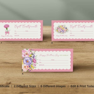 MOTHER'S DAY Gift Certificate Editable Template, Printable Mother's Day Gift, Gift Certificate, Salon Spa Gift Coupon Mom, Edit with Corjl