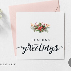 Cartões de saudações de temporada para impressão, cartões de férias para impressão, cartão de férias de Natal, cartão de saudações de temporada em branco para download digital