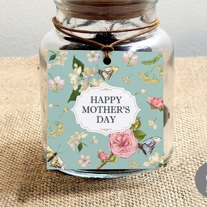 Etiquetas de regalo cuadradas con motivos florales para el Día de la Madre, etiquetas para mamá y abuela, etiquetas de regalo para el Día de la Madre, etiquetas de regalo para el Día de la Madre, descarga instantánea