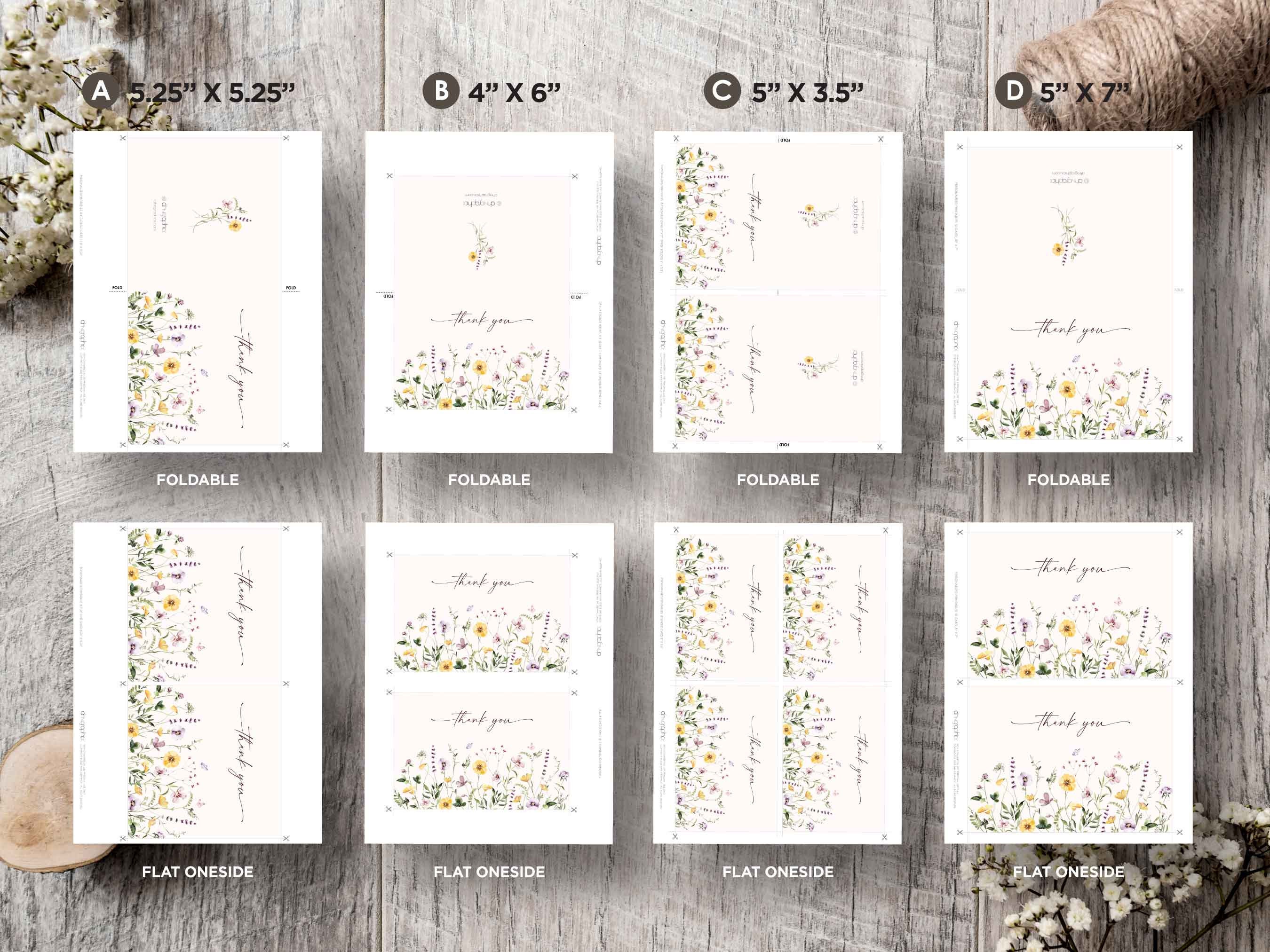 Wildflower Thank You Card: Printable Floral Design (digital Download ...