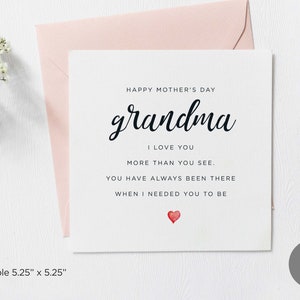 Cartão com poema para impressão de feliz dia das mães para avó, cartão quadrado simples para o dia das mães, avó, dos netos, download digital