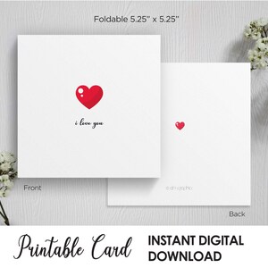 Afdrukbare I Love You Heart Card, Love Valentines Anniversary Card, Love Valentines Anniversary Card voor hem voor haar, digitale download