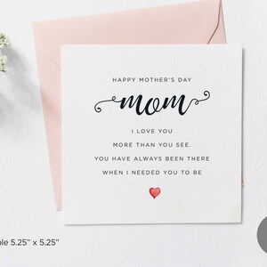 Druckbare glückliche Muttertag liebe dich Mama Gedicht Karte, einfache quadratische Mama Muttertagskarte, Muttertagskarte für Mama, digitaler Download