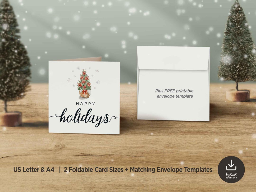 Happy Holiday Printable Cards, Printable Holiday Cards, Christmas ...