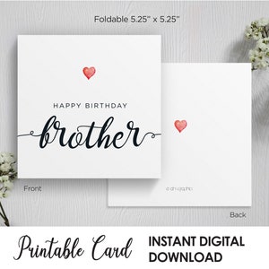 Happy Birthday Brother Card, Brother in Law Birthday Card, Simple Brother Birthday Card, Handmade Card For Him, Square Brother card