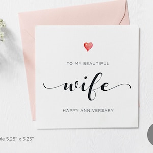 Cartão de feliz aniversário para impressão, lindo cartão de aniversário de esposa, cartão de aniversário para esposa, aniversário de esposa minimalista, download digital