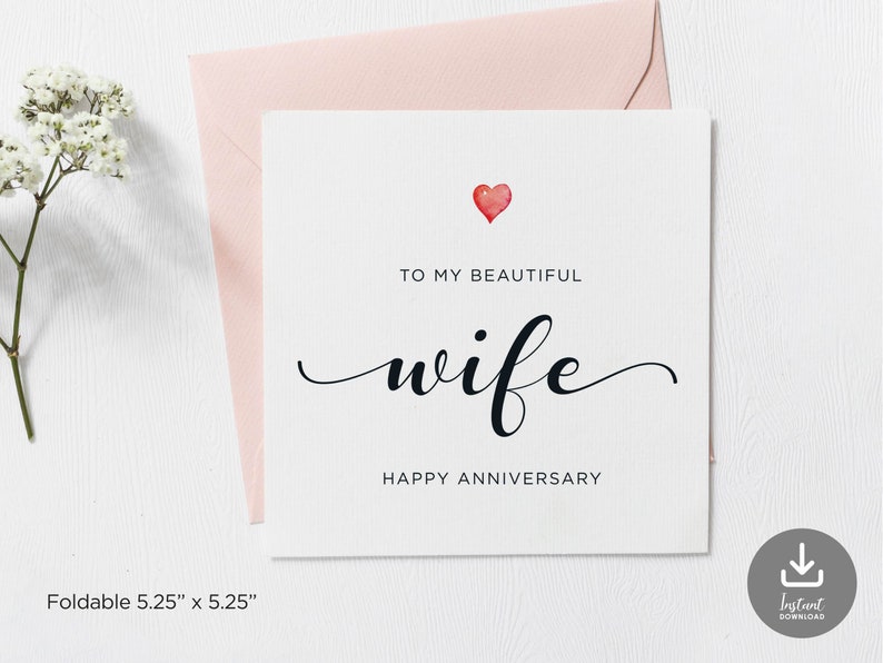 Printable Happy Anniversary Card Beautiful Wife Anniversary - Etsy