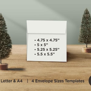 Modèle d'enveloppe carrée imprimable pour papier A4 et papier à lettre US, enveloppes bricolage pour cartes numériques imprimables, SVG, pdf, png, jpg, téléchargement numérique