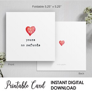 Stampabile Sono Tuo Nessun Rimborso Biglietto di San Valentino, Biglietto d'Amore per Anniversario di San Valentino per Lui Marito, Biglietto per Lei, Download Digitale