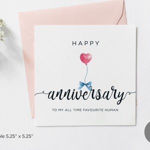 Tarjeta imprimible de feliz aniversario para mi ser humano favorito de todos los tiempos, tarjeta de aniversario para mi esposo, tarjeta de aniversario para mi novio, descarga digital