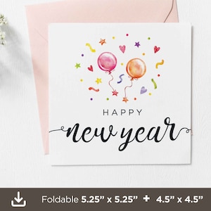 Frohes neues Jahr druckbare Karte, druckbare Neujahrskarten, Neujahrsgrußkarten, leere Neujahrskarte, Winter-Neujahrskarte, digitaler Download