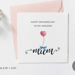 Tarjeta imprimible para el Día de la Madre, tarjeta sencilla y cuadrada para el Día de la Madre, tarjeta para el Día de la Madre para mamá, descarga digital