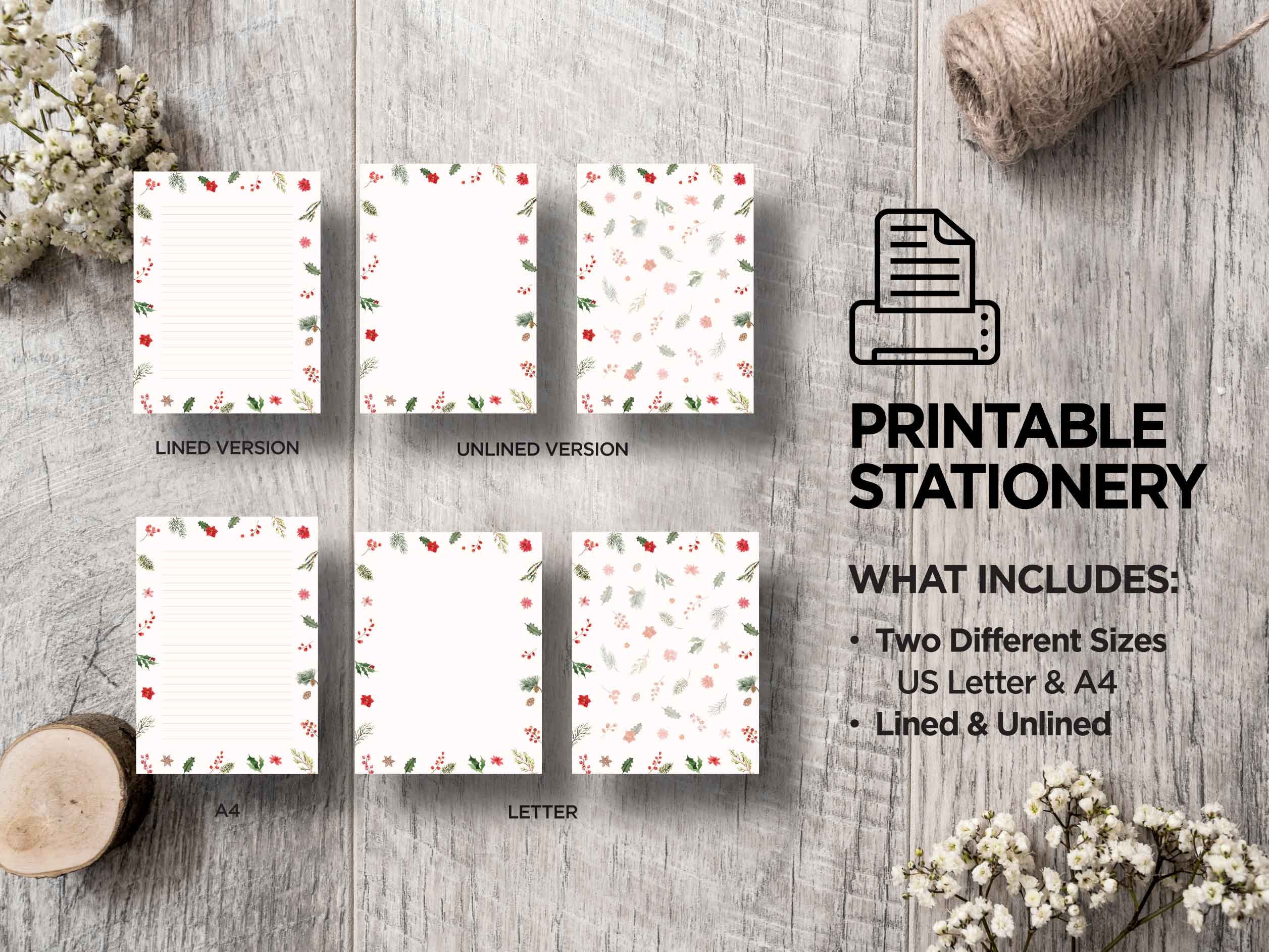 Printable Christmas Stationery Christmas Notecards Aesthetic - Etsy