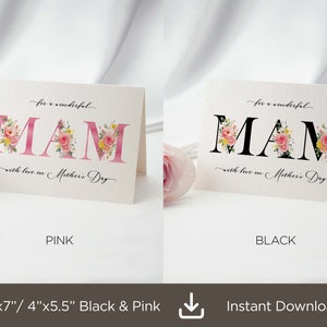 Tarjeta imprimible con un maravilloso mensaje floral para el Día de la Madre, tarjeta con un mensaje floral para el Día de la Madre, tarjeta para el Día de la Madre para mamá y abuela, descarga digital